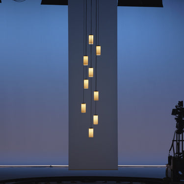 Antoni Arola Cirio Cascada LED chandelier with sculptural hanging lights