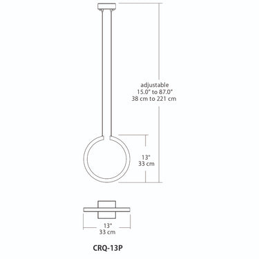 BlackJack Cirq pendant light for modern kitchen or office lighting, line drawing