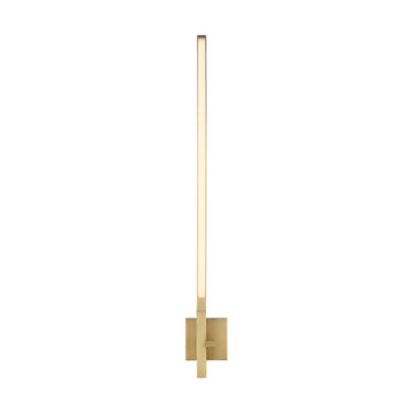Natural brass finish Cityscape 36 inch Height LED wall sconce, geometric design lighting.