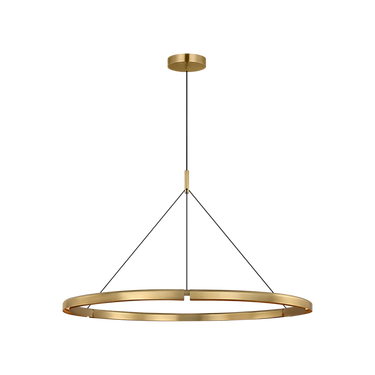 Visual Comfort brass LED chandelier with warm 2700K integrated lighting