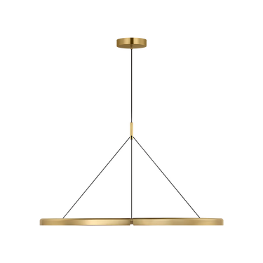 Sculptural modern brass chandelier for dining rooms and hospitality interiors