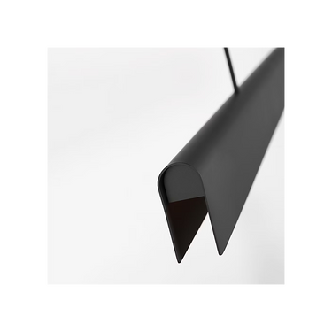 Modern black linear chandelier with integrated LED lighting for kitchen island