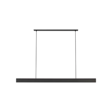 Minimalist LED linear chandelier in matte black for luxury dining room design