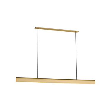 Cloak 60 linear chandelier in Hand Rubbed Antique Brass by Visual Comfort over dining table