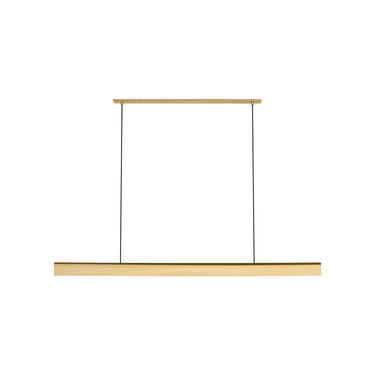 Modern antique brass linear chandelier with integrated LED lighting for kitchen island