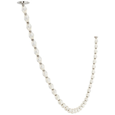 Modern linear crystal pendant, Collier 108, polished nickel finish, customizable length strands.