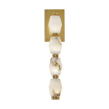 Natural brass Collier 15 Alabaster LED wall sconce, 15 inch height, SLWS54627, brass and alabaster wall lighting.