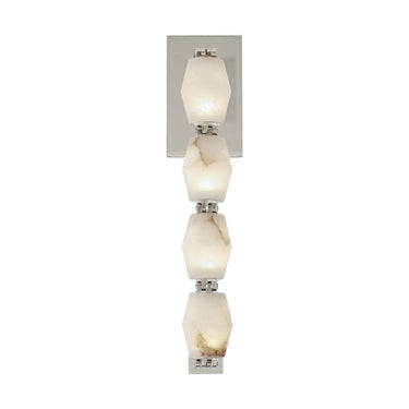 Collier 15 integrated LED polished nickel wall sconce, 15 inch height, SLWS54627, decorative brass and alabaster light.