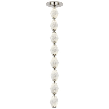 Modern crystal pendant with remote driver, Collier 24, minimalist ceiling design