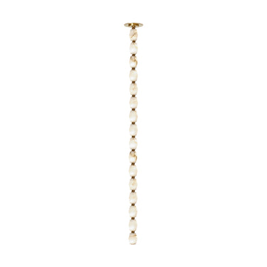 Collier 48" LED Alabaster Pendant, Sloped Ceiling Option, Brass Finish