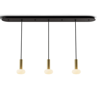Adjustable LED linear pendant with brass and aluminum construction by Koncept