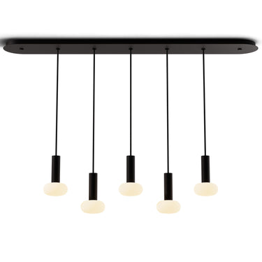 Modern 3-light LED linear pendant with glass ball diffuser for dining room lighting