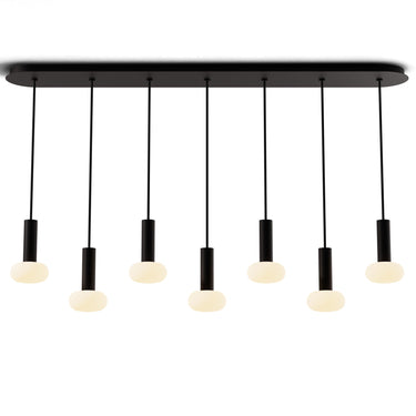 Koncept Combi Linear pendant light with adjustable LED cylinders and frosted glass bulb
