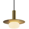 Combi LED pendant light with decorative aluminum plate and glass ball in matte black finish