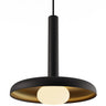 Modern ceiling pendant with glass ball and metal shade for dining room illumination