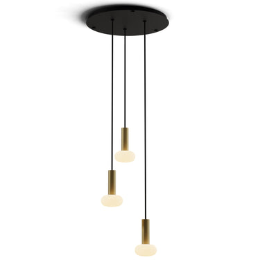 Combi round LED pendant lighting fixture with frosted glass balls and matte black finish
