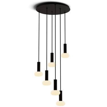 Koncept Combi round pendant light with three glass ball LED lights suspended from circular canopy