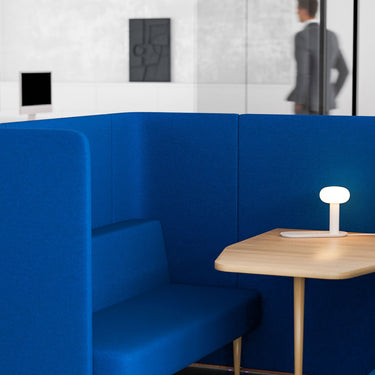 Combi LED table lamp with touch dimmer, integrated LED module, and clutter-free contemporary style