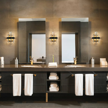 Glam Crystal Wall Sconce by Combrocollia - 1-Light, Black and Brass, LED - Bathroom Light
