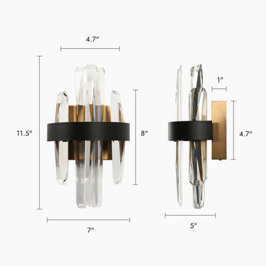 Combrocollia LED Wall Sconce, Black and Brass, Crystal Accents, 1-Light