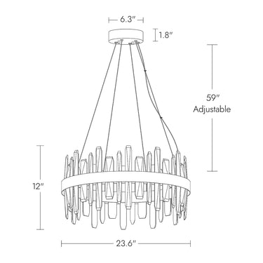 Combrocollia 24" Black & Brass Drum Chandelier - Modern LED Pendant Light for Dining Room