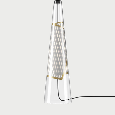 Modern Italian glass LED table lamp by Lodes with gold PCB frame