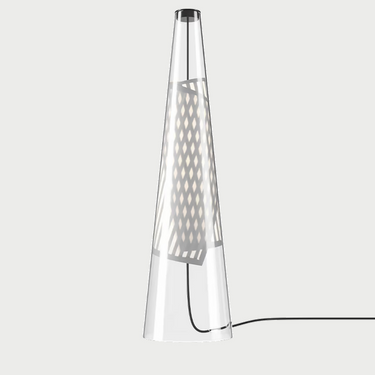 Lodes Cono di Luce glass LED table lamp in grey designed by Ron Arad