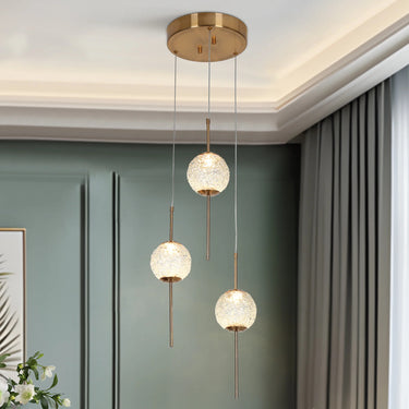 3-Light LED Cluster Chandelier, 12" Wide, Modern Brass Finish 