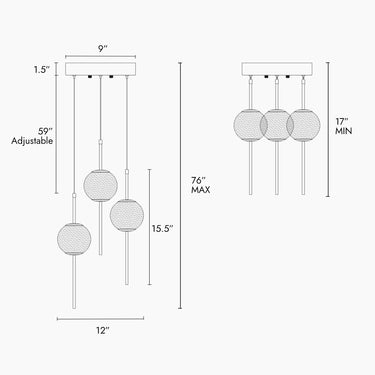 Elegant Cenlindes 3-Light LED Cluster Chandelier, 12", Modern Brass