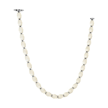 Collier 84 Alabaster: Long LED Linear Chandelier, Polished Nickkel