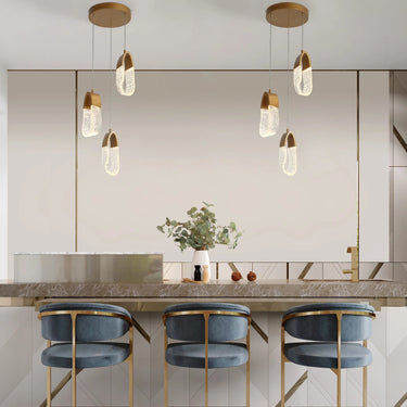 3-Light LED Kitchen Island Pendant Light with Frosted Glass Loop