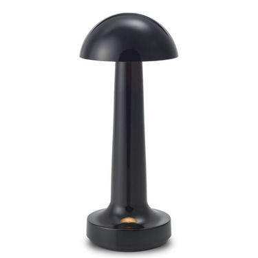 Cooee 1c rechargeable lamp, black finish, minimal reflection on glass surface