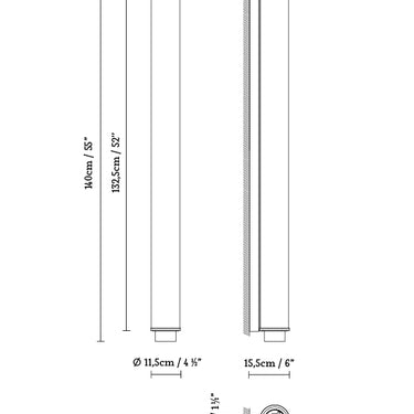 Measurements for the Slim Skin W1400 (line drawing)