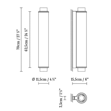 Measurements for the Slim Skin W700 (line drawing)