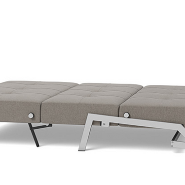Compact full size sofa bed with chrome legs and 521 Mixed Dance Grey fabric