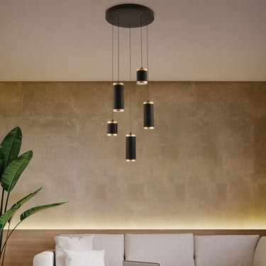ET2 Cuff cuffed cylinder pendant in Black / Gold, lifestyle view