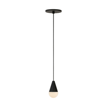 Alabaster shade on nightshade black Cupola pendant, showing natural stone texture and warm LED illumination.