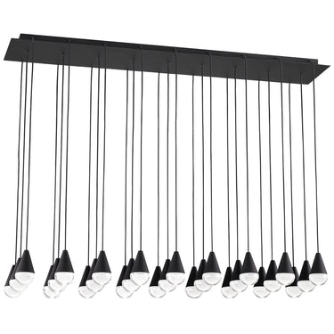 Cupola 27 Light Long Linear Pendant - Black Finish
