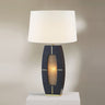 Nova of California Delacey Table Lamp Night Light Ebony Wood Weathered Brass White Linen Shade