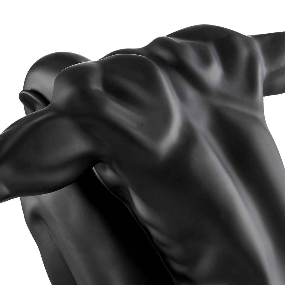 Finesse Decor Large Matte Black Saluting Man Resin Sculpture 37" Wide x 19" Tall