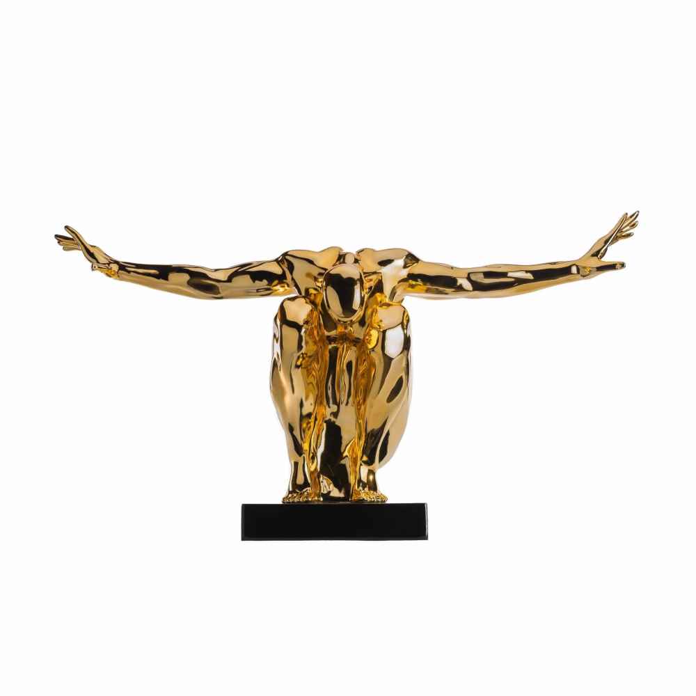 Finesse Decor Large Gold Saluting Man Resin Sculpture 37" Wide x 19" Tall