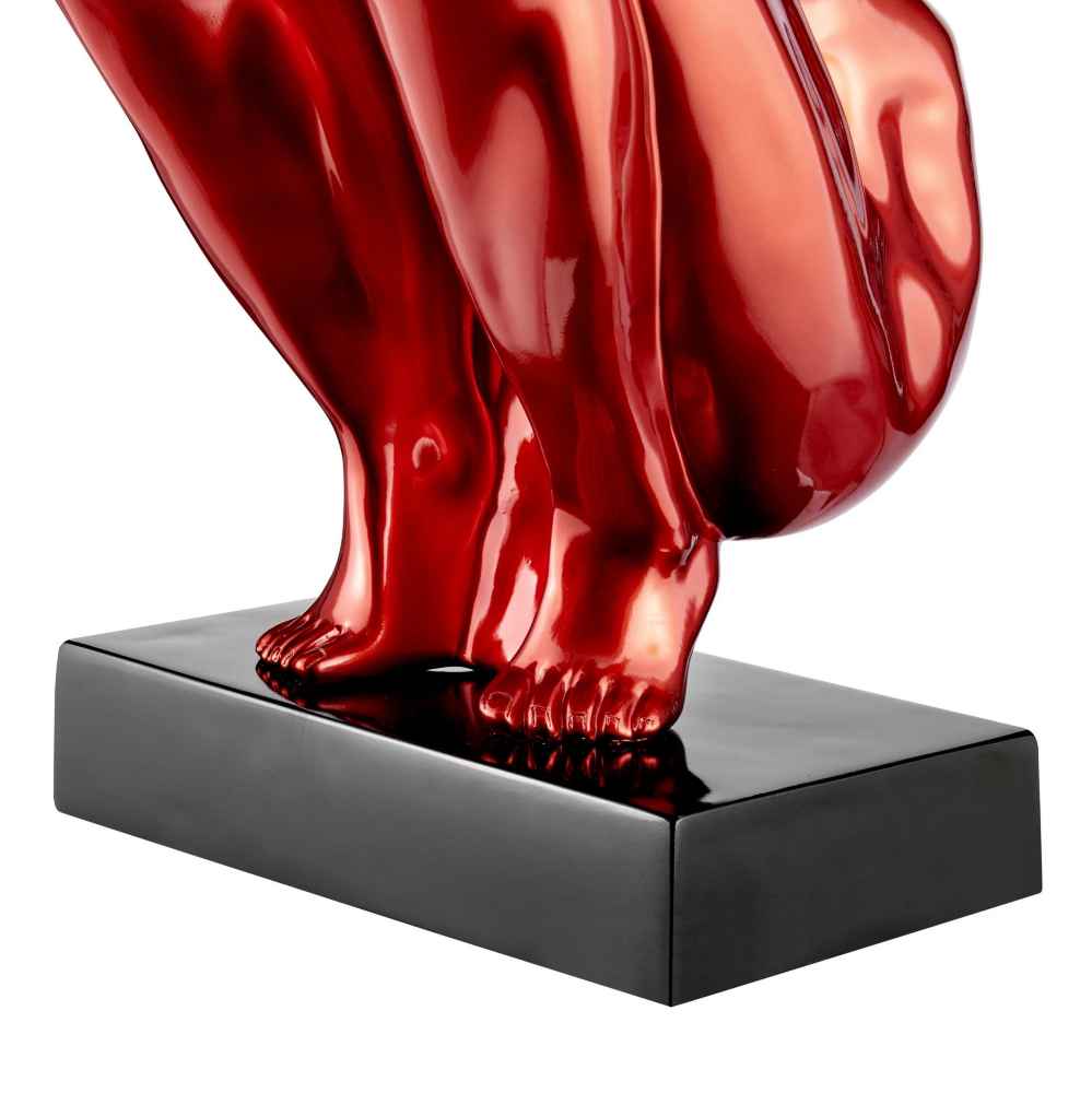 Finesse Decor Large Metallic Red Saluting Man Resin Sculpture 37" Wide x 19" Tall