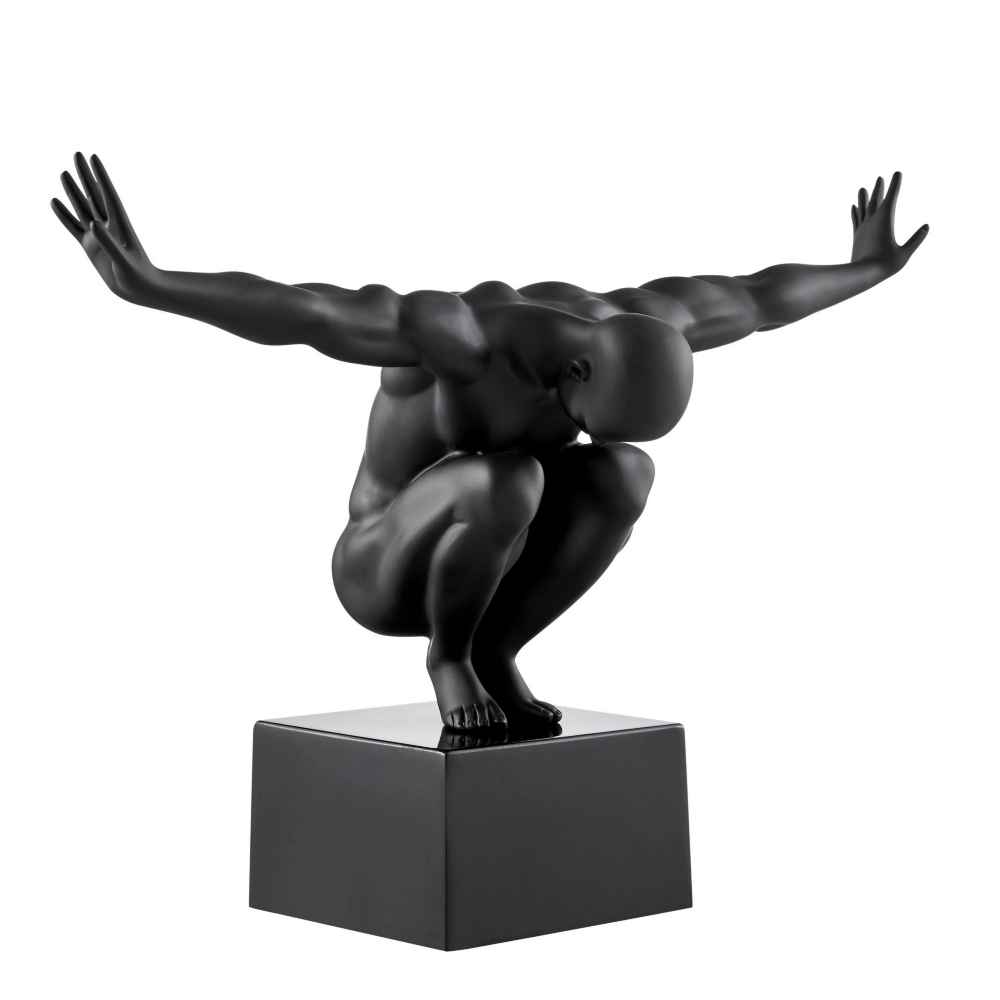 Finesse Decor Small Saluting Man Resin Sculpture - Black