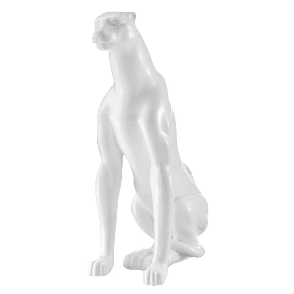 Glossy White Panther Sculpture | Finesse Decor