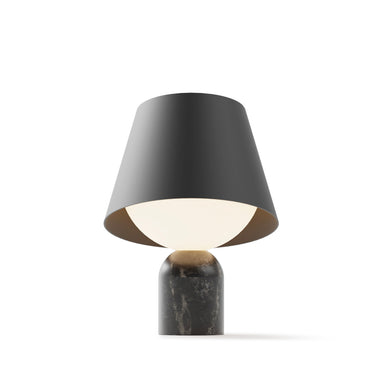 Dude Marble Table Lamp – Marquina Black Marble, Matte Black Shade