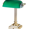 House of Troy Shelburne Collection Polished Brass & Green Glass Lamp