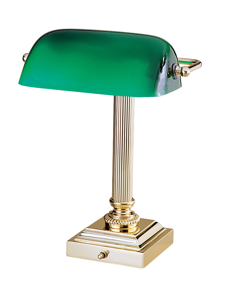 House of Troy Shelburne Collection Polished Brass & Green Glass Lamp DSK428-G61