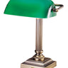 House of Troy Shelburne Collection Antique Brass & Green Glass Lamp