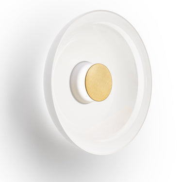 Totem Sconce Glass by Pablo – opal Shade D, White/Brass