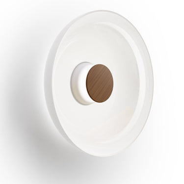 Totem Sconce Glass by Pablo – opal Shade D, White/Walnut